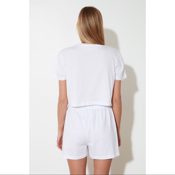 White Rainbow Print Cotton T Shirt Short Pj Set - Picture 5 of 5